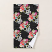 Schädel mit Blumen Badhandtuch Set (Handtuch)