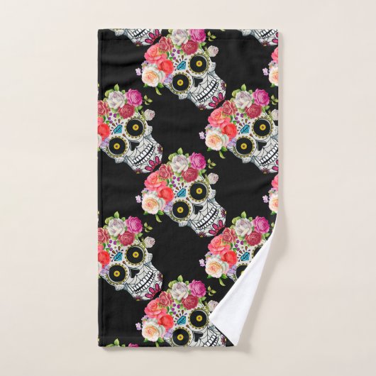 Schädel mit Blumen Badhandtuch Set (Handtuch)