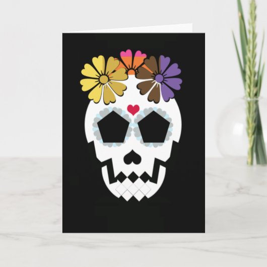 Schädel mit Blumen Karte (Vorderseite)