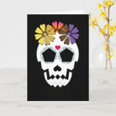 Schädel mit Blumen Karte (Gelbe Blume)