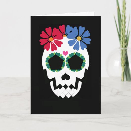 Schädel mit Blumen Karte (Vorderseite)