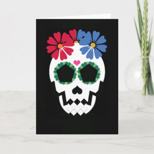 Schädel mit Blumen Karte