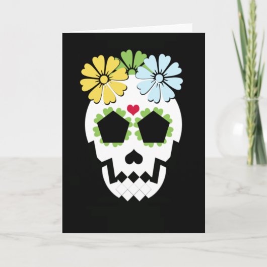Schädel mit Blumen Karte (Vorderseite)