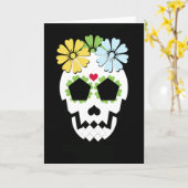 Schädel mit Blumen Karte (Gelbe Blume)