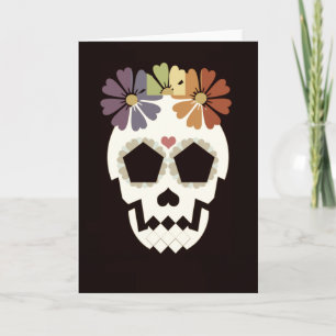 Schädel mit Blumensepia-Gruß-Karte Karte