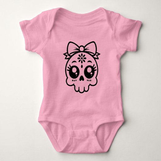 Schädel mit Bow Baby Strampler (Vorderseite)