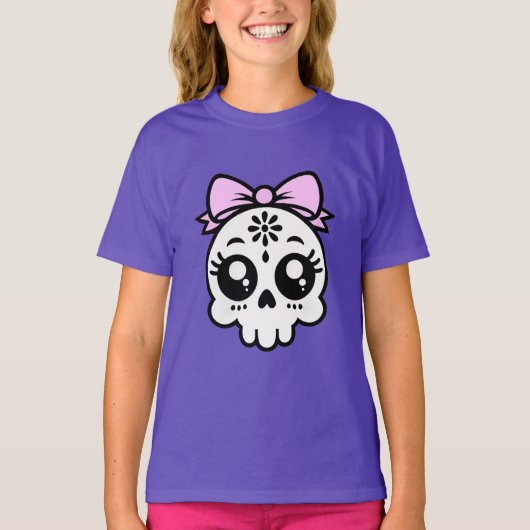 Schädel mit Bow T-Shirt (Vorderseite)