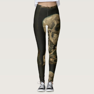 Schädel mit brennender Zigarette durch Van Gogh Leggings