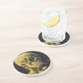 Schädel mit brennender Zigarette Getränkeuntersetzer (Seite)