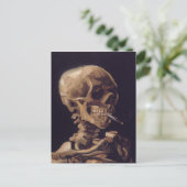 Schädel mit brennender Zigarette Postkarte (Stehend Vorderseite)