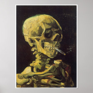 Schädel mit brennender Zigarette, Van Gogh Poster