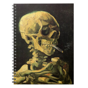 Schädel mit brennender Zigarette von Vincent van G Notizblock