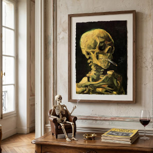 Schädel mit brennender Zigarette von Vincent van G Poster