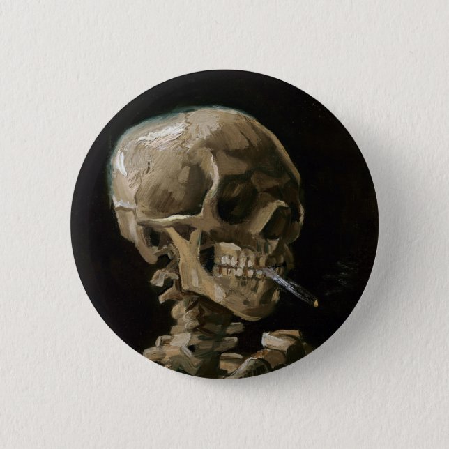 Schädel mit brennender Zigaretten-Vincent van Button (Vorderseite)
