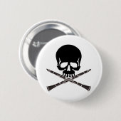 Schädel mit Clarinets und gekreuzten Knochen Button (Vorne & Hinten)
