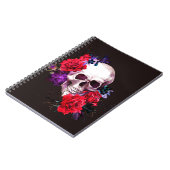 Schädel mit dunklen Blume und rote Rosen Notizblock (Linke Seite)