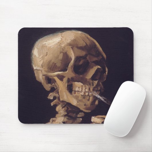 Schädel mit einer brennenden Zigarette - Vincent Mousepad (Mit Mouse)