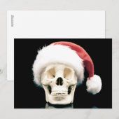Schädel mit einer Weihnachtsmannmütze Feiertagskarte (Vorne/Hinten)