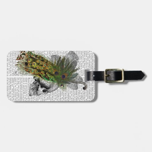 Schädel mit Feder Headress Gepäckanhänger (Vorderseite horizontal)