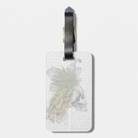 Schädel mit Feder Headress Gepäckanhänger (Rückseite vertikal)