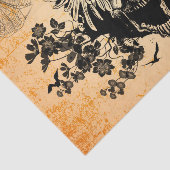 Schädel mit Flügeln und Krähe mit Blumen Seidenpapier (Ausschnitt)