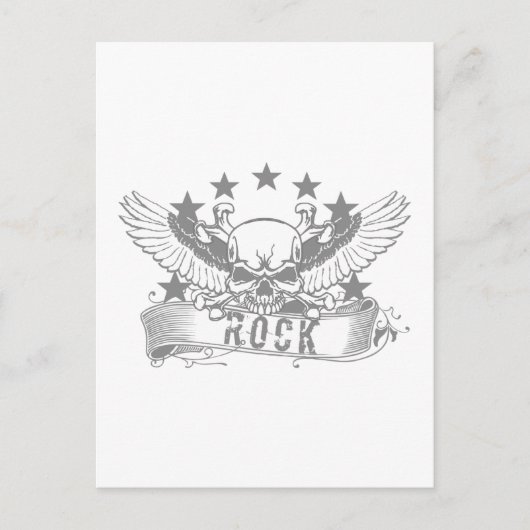 Schädel mit Flügelrock-Banner Postkarte (Vorderseite)