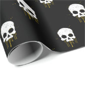 Schädel mit gelben Tropfen, Schleifpapier Geschenkpapier (Rolleneckpunkt)