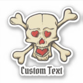 Schädel mit Herz Aufkleber (Vorderseite)