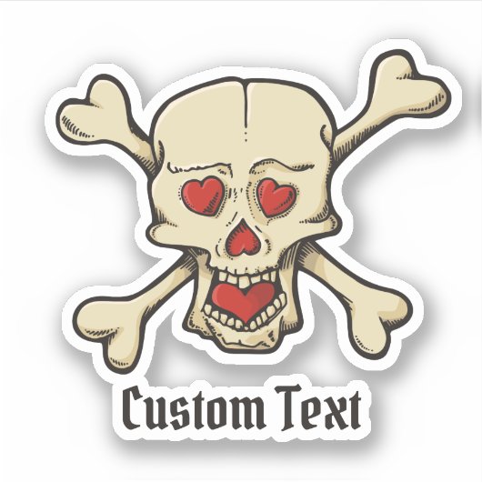 Schädel mit Herz Aufkleber (Vorderseite)