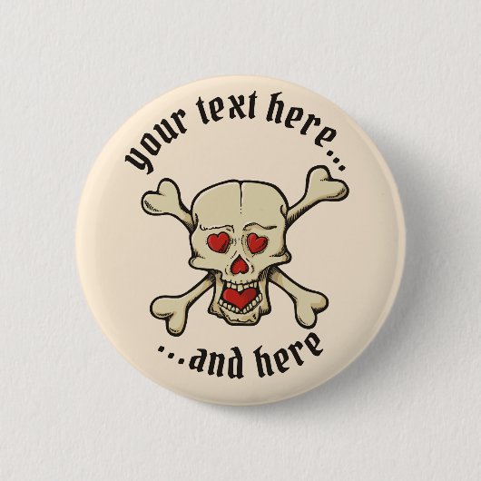 Schädel mit Herz Button (Vorderseite)