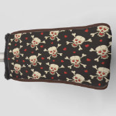Schädel mit Herz-Muster Golf Headcover (Vorderseite)