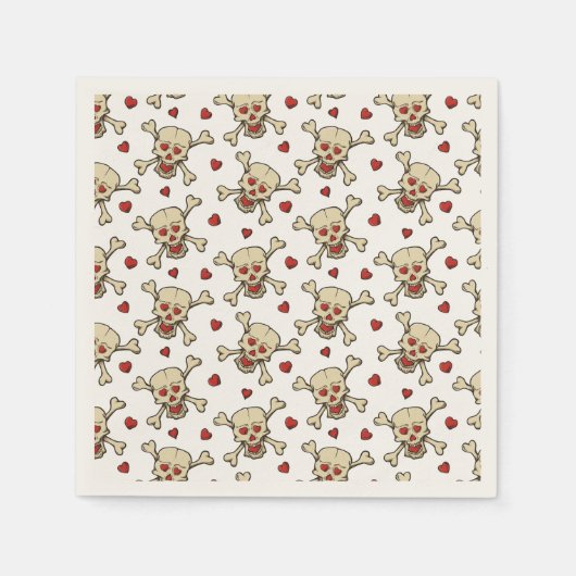 Schädel mit Herz-Muster Serviette (Vorderseite)