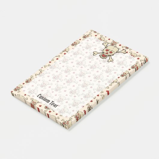 Schädel mit Herz Post-it Klebezettel (angewinkelt)