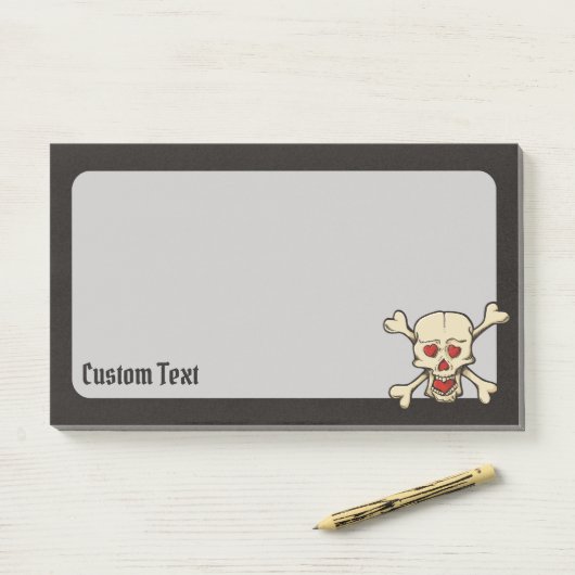 Schädel mit Herz Post-it Klebezettel (Auf Schreibtisch)