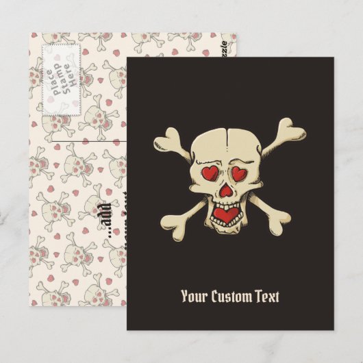 Schädel mit Herz Postkarte (Vorne/Hinten)