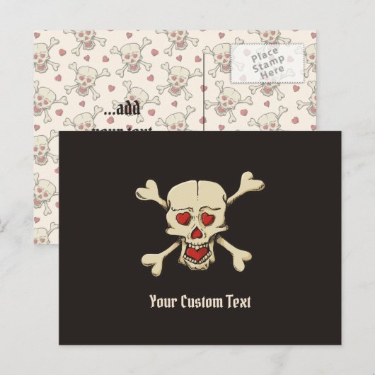 Schädel mit Herz Postkarte (Vorne/Hinten)