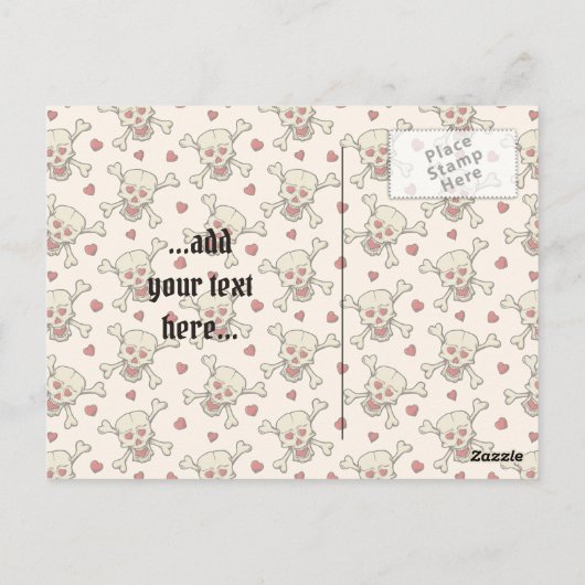 Schädel mit Herz Postkarte (Rückseite)