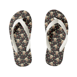 Schädel mit Herzen Muster Kinderbadesandalen