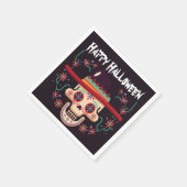 Schädel mit Hut und blumengeschmücktem Halloween-P Serviette (Ecke)