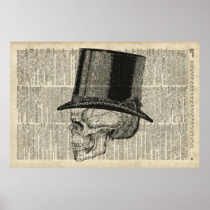 Schädel mit Hutsteampel Poster