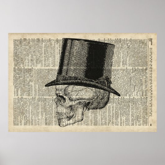 Schädel mit Hutsteampel Poster (Vorne)