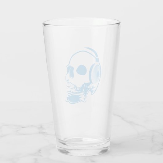 Schädel mit Kopfhörern Glas (Rückseite)