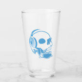 Schädel mit Kopfhörern Glas (Vorderseite)