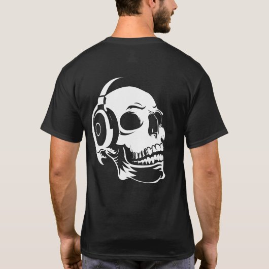 Schädel mit Kopfhörern T-Shirt (Rückseite)