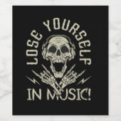 Schädel mit Kopfhörern und Skeletthand Weinetikett (Einzelnes Label)