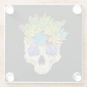 Schädel mit Kristallen und Sukkulturen Glasuntersetzer (Rückseite)