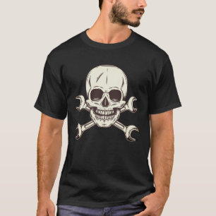 Schädel mit mechanischem Reparaturschraubenschlüss T-Shirt
