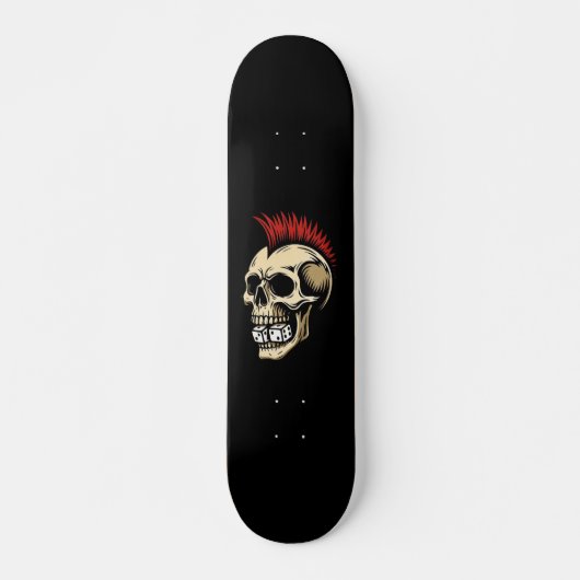 Schädel mit Mohawk Punk Rock Skateboard (Vorne)