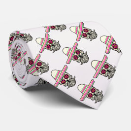 Schädel mit Mustache und rosa Sombrero Krawatte