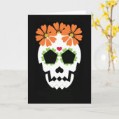 Schädel mit orange Blumen-Gruß-Karte Karte (Gelbe Blume)